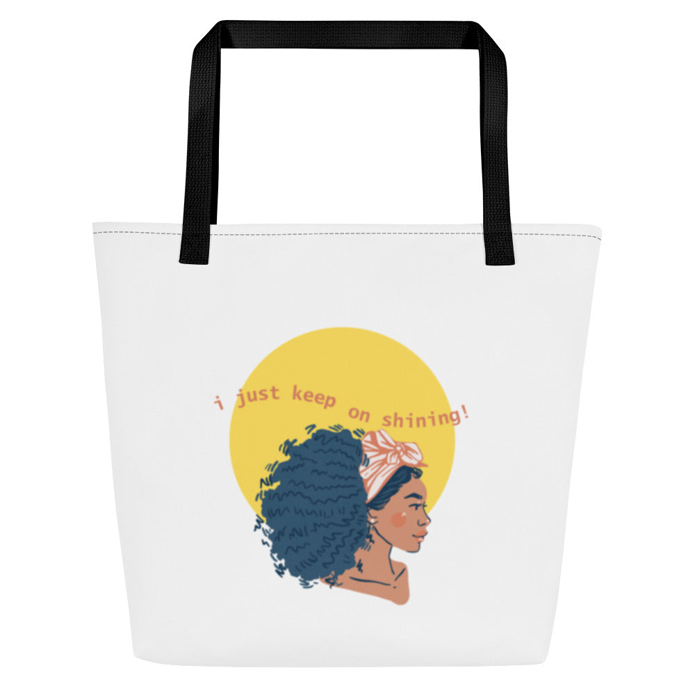 'Keep on Shining' All-Over Print Large Tote Bag